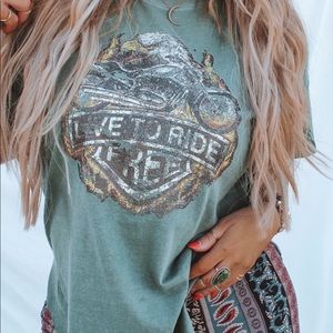 Live to Ride Free Side Slit Graphic Tee